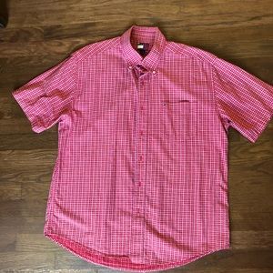 Tommy Hilfiger Red and White Plaid Button-Up